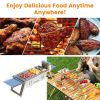 3 In 1 Foldable Charcoal Grill Fire Pit Slow Cooker 2-3 People Portable Camping Grill Stainless Steel BBQ Grill for Camping Tailgating Yard