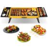 Portable Folding Charcoal Grill Stainless Steel Camping BBQ Grill with Side Panels Compact Tabletop Barbecue Grill with Carry Handle for Picnic Backya