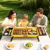 Portable Folding Charcoal Grill Stainless Steel Camping BBQ Grill with Side Panels Compact Tabletop Barbecue Grill with Carry Handle for Picnic Backya
