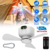 2 In 1 Portable Camping Fan with LED Lantern 8000mAh Battery Powered Tent Fan with Carabiner Digital Display 4 Speeds 4 Timer Settings for Camping Can