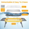 Portable Folding Charcoal Grill Stainless Steel Camping BBQ Grill with Side Panels Compact Tabletop Barbecue Grill with Carry Handle for Picnic Backya