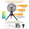 10400mah Portable Camping Fan with LED Light Rechargeable Tripod Tent Hanging Fan Lantern Portable Foldable Oscillating Table Fan with 3 Brightness 4