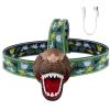 Dinosaur Headlamp Kids Headlight Dinosaur Flashlight with Realistic Roar Sound 4 Modes Adjustable Headband Kid Camping Gear Unique Gifts for Boys