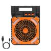 Solar Camping Fan With LED Lantern 5200mAh Rechargeable Battery Operated Portable Fan with Emergency Power Bank 4 Wind Speeds 3 Light Modes 3 Timers f