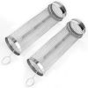 2Pcs 3.42x11.61Inch Portable BBQ Rolling Basket Round Stainless Steel Grill Mesh Barbecue Net Tube with Removable Cover Outdoor Camping