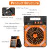 Solar Camping Fan With LED Lantern 5200mAh Rechargeable Battery Operated Portable Fan with Emergency Power Bank 4 Wind Speeds 3 Light Modes 3 Timers f