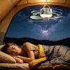 Tent Ceiling Fan with Light Tripod Stand 7200mah Rechargeable Battery Operated Hanging Canopy Fan with Remote Control 4 Wind Speeds 3 Brightness