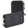 10000mAh Solar Power Bank External Battery Pack Dual USB Ports Outdoor Charger with Battery Indicators SOS LED Lights Compass Camping Hiking