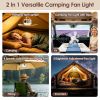 Tent Ceiling Fan with Light Tripod Stand 7200mah Rechargeable Battery Operated Hanging Canopy Fan with Remote Control 4 Wind Speeds 3 Brightness