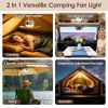Tent Ceiling Fan with Light 7200mah Rechargeable Battery Operated Hanging Canopy Fan with Remote Control 4 Wind Speeds 3 Brightness
