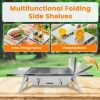 3 In 1 Foldable Charcoal Grill Fire Pit Slow Cooker 2-3 People Portable Camping Grill Stainless Steel BBQ Grill for Camping Tailgating Yard