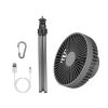 Portable Camping Fan Rechargeable Battery Powered Foldable Tripod Fan for Tent with Hanging Hook Carabiner Personal Desk Fan with 3 Speed Setting for