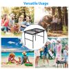 35.62x23.42x25.9in Foldable Camping Table Collapsible Picnic Aluminum Alloy Grill Stand 88LBS Max Load Height Adjustable BBQ Table