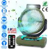 20000mAh Rechargeable Oscillating Camping Fan with Flashlight Hanging Hook Remote Control Portable Fan for Tent Emergency Power Bank Desk Fan with Tim