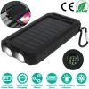 10000mAh Solar Power Bank External Battery Pack Dual USB Ports Outdoor Charger with Battery Indicators SOS LED Lights Compass Camping Hiking