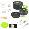 16Pcs Camping Cooking Ware Set Camping Stove Cookware Kit Aluminum Pot Pan Kettle Set with Bowls Knife Fork Spoon Carabiner Spatula Cutting Board for