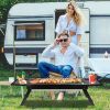 Foldable Charcoal BBQ Grill with Shelf Stainless Steel Grill Net Easy Setup Portable Tabletop Barbecue Grill for Camping Picnic Outdoor Party Backyard
