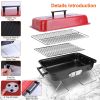 Portable Charcoal Grill Outdoor Tabletop Grill Small Barbecue Smoker Folding BBQ Grill with Lid for Backyard Camping Picnics Beach