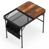 35.43x23.62x26in Foldable Camping Table Collapsible Picnic Aluminum Alloy Grill Stand 66LBS Max Load Height Adjustable BBQ Table with Adjustable Heigh