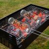 2Pcs 3.42x11.61Inch Portable BBQ Rolling Basket Round Stainless Steel Grill Mesh Barbecue Net Tube with Removable Cover Outdoor Camping