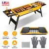 Portable Folding Charcoal Grill Stainless Steel Camping BBQ Grill with Side Panels Compact Tabletop Barbecue Grill with Carry Handle for Picnic Backya