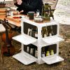Folding Storage Bin Camping Collapsible Organizer Box Stackable Grocery Container Shelf Baskets with Cutting Board Top Lid 4 Side Lockable Doors Wheel