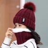 Winter Beanie Hat Scarf Set Women Warm Knitting Skull Cap Neck Warmer for Walking Running Hiking Camping Outdoors Gift