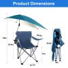Foldable Beach Chair with Detachable Umbrella Armrest Adjustable Canopy Stool with Cup Holder Carry Bag for Camping Poolside Travel Picnic Lawn Chair