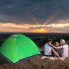 4 Persons Camping Waterproof Tent Pop Up Tent Instant Setup Tent w/2 Mosquito Net Doors Carrying Bag Folding 4 Seasons for Hiking Climbing Adventure F