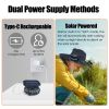 Outdoor Wide Brim Sun Hat With 2 Rechargeable Fans Solar Powered 3 Wind Speeds UPF50+ Breathable Waterproof Nylon Mesh Outdoor Hat For Hiking Camping