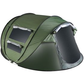 5-8 Person Pop Up Tent Automatic Setup Camping Tent Waterproof Instant Setup Tent with 4 Mosquito Net Windows Carrying Bag for Hiking Climbing Adventu (Color: Green, size: 5_8Person)
