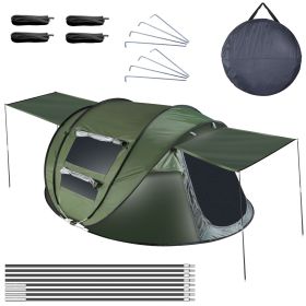 5-8 Person Pop Up Tent Automatic Setup Camping Tent Waterproof Instant Setup Tent with 4 Tent Poles 2 Mosquito Net Windows Carrying Bag for Hiking Cli (Color: Pro_Green, size: 5_8Person)