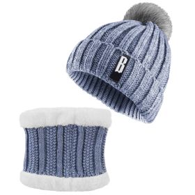 Winter Beanie Hat Scarf Set Women Warm Knitting Skull Cap Neck Warmer for Walking Running Hiking Camping Outdoors Gift (Color: Grey)