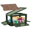 Folding Storage Bin Camping Collapsible Organizer Box Stackable Grocery Container Shelf Baskets with Cutting Board Top Lid 4 Side Lockable Doors Wheel