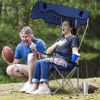Foldable Beach Canopy Chair Sun Protection Camping Lawn Canopy Chair 330LBS Load Folding Seat w/ Cup Holder For Beach Poolside Travel Picnic