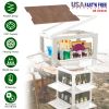 Folding Storage Bin Camping Collapsible Organizer Box Stackable Grocery Container Shelf Baskets with Cutting Board Top Lid 4 Side Lockable Doors Wheel