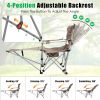 Reclining Camping Chair with Footrest 4-Position Adjustable Outdoor Folding Chair Heavy Duty Portable Camping Lounge Chair with Headrest Cup Holder &