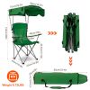 Foldable Beach Canopy Chair Sun Protection Camping Lawn Canopy Chair 330LBS Load Folding Seat w/ Cup Holder For Beach Poolside Travel Picnic