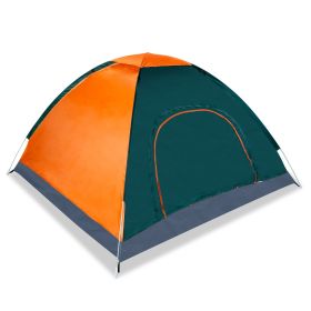 4 Persons Camping Waterproof Tent Pop Up Tent Instant Setup Tent w/2 Mosquito Net Doors Carrying Bag Folding 4 Seasons for Hiking Climbing Adventure F (Color: Orange)
