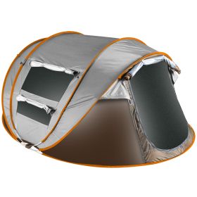5-8 Person Pop Up Tent Automatic Setup Camping Tent Waterproof Instant Setup Tent with 4 Mosquito Net Windows Carrying Bag for Hiking Climbing Adventu (Color: Khaki, size: 5_8Person)