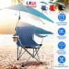 Foldable Beach Chair with Detachable Umbrella Armrest Adjustable Canopy Stool with Cup Holder Carry Bag for Camping Poolside Travel Picnic Lawn Chair
