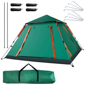 4-5 Person Camping Tent Outdoor Foldable Waterproof Tent with 2 Mosquito Nets Windows Carrying Bag for Hiking Climbing Adventure Fishing (Color: Green)