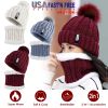 Winter Beanie Hat Scarf Set Women Warm Knitting Skull Cap Neck Warmer for Walking Running Hiking Camping Outdoors Gift