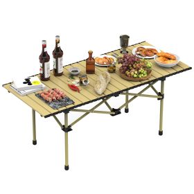 Folding Camping Table Portable Lightweight Carbon Steel Roll-up Picnic BBQ Desk with Carry Bag Heavy Duty for Outdoor Beach Backyard Party Patio Campi (size: 55_120CM)