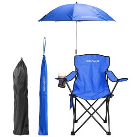 Camping Chair with Umbrella Lightweight Foldable Outdoor Chair with Cup Holder Detachable Sun Canopy Carrying Bag 330LBS Max Load for Beach Picnic Tra (Color: RoyalBlue)