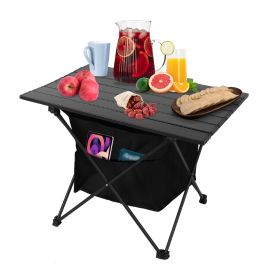 Foldable Camping Table With Storage Basket Rustproof Portable Aluminum Alloy Roll-Up Camping Table With Carrying Bag For Camping Hiking BBQ Picnic Fis (size: M)