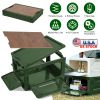 Folding Storage Bin Camping Collapsible Organizer Box Stackable Grocery Container Shelf Baskets with Cutting Board Top Lid 4 Side Lockable Doors Wheel