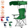 Foldable Beach Canopy Chair Sun Protection Camping Lawn Canopy Chair 330LBS Load Folding Seat w/ Cup Holder For Beach Poolside Travel Picnic