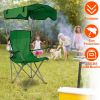 Foldable Beach Canopy Chair Sun Protection Camping Lawn Canopy Chair 330LBS Load Folding Seat w/ Cup Holder For Beach Poolside Travel Picnic
