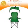 Foldable Beach Canopy Chair Sun Protection Camping Lawn Canopy Chair 330LBS Load Folding Seat w/ Cup Holder For Beach Poolside Travel Picnic